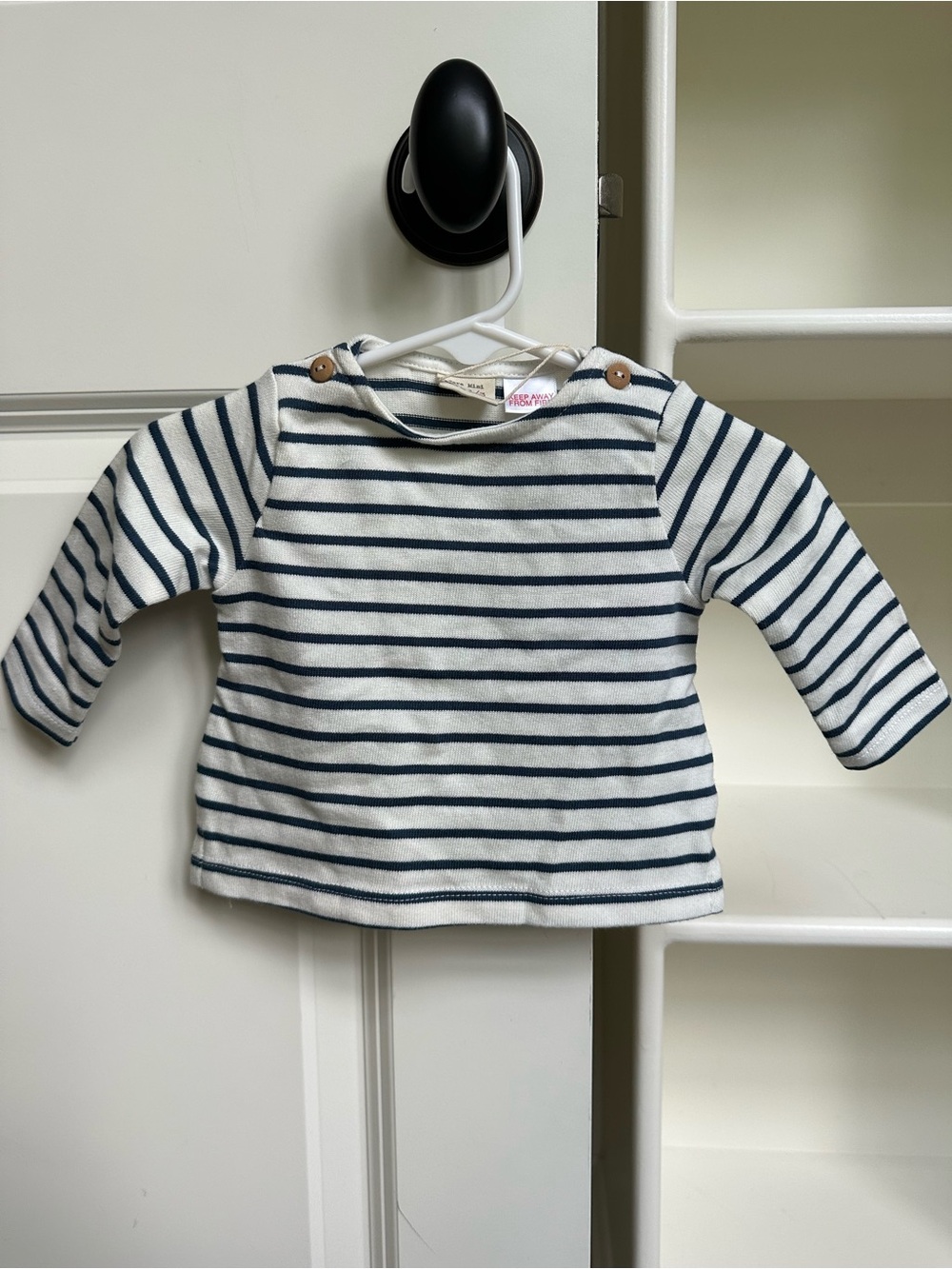 NEW Striped Navy & White Zara Baby Top with Button Shoulders